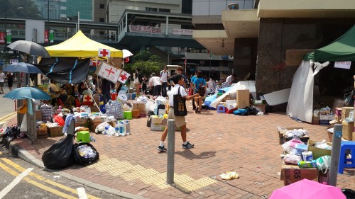 Food and water stockpiled, and trash collected by volunteers