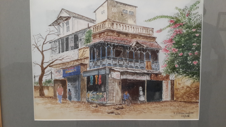 Old homes replaced by highrises. Watercolor by Vikram Verghese